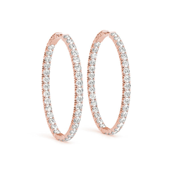 14K Rose Gold Lab Diamond Inside Out Hoops