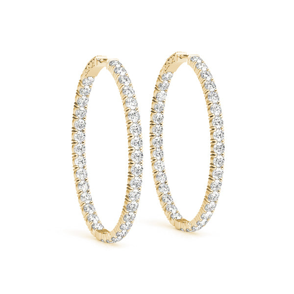 14K Yellow Gold Lab Diamond Inside Out Hoop Earrings
