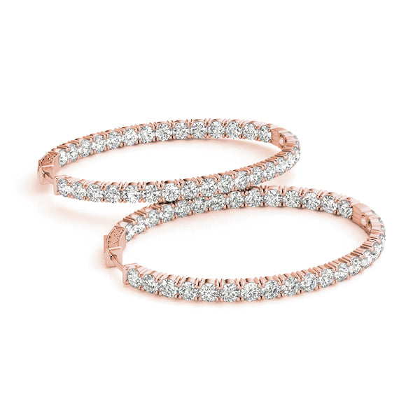 14K Rose Gold Lab Diamond Inside Out Hoops
