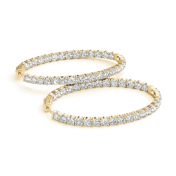 14K Yellow Gold Lab Diamond Inside Out Hoop Earrings