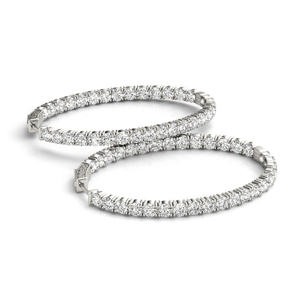14K White Gold Lab Diamond Inside Out Hoop Earrings