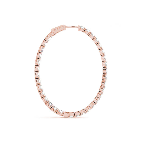 14K Rose Gold Lab Diamond Inside Out Hoops