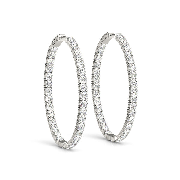 18K White Gold Diamond Inside Out Hoop Earrings