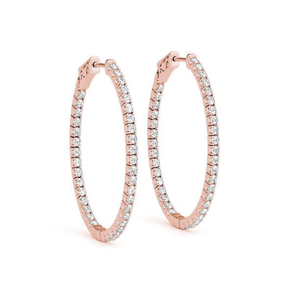 Rose Gold Lab Diamond Inside Out Hoop Earrings