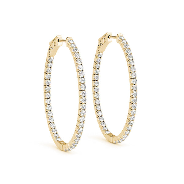 14K Yellow Gold Lab Diamond Inside Out Hoop Earrings