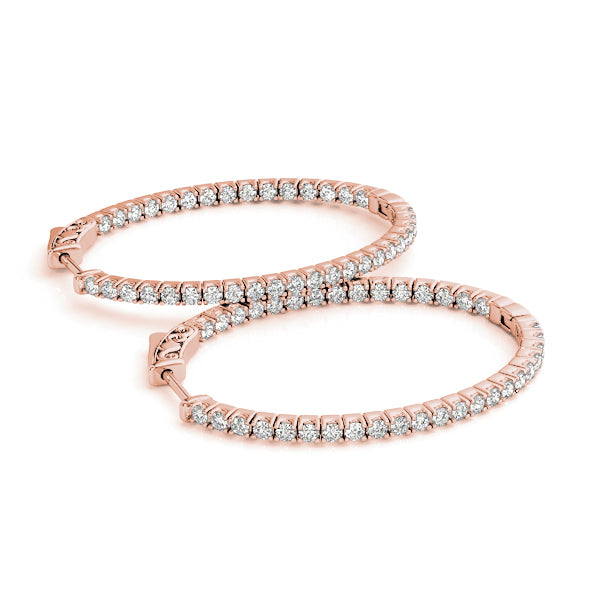 18K Rose Gold Lab Diamond Inside Out Hoop Earrings