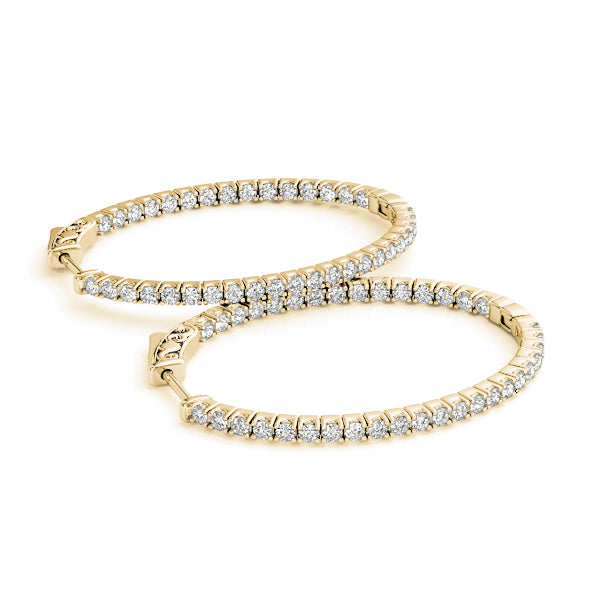18K Yellow Gold Diamond Inside Out Hoop Earrings