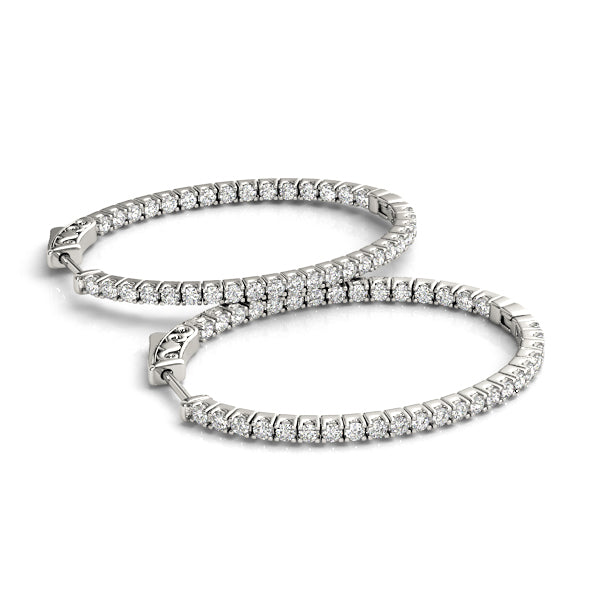 18K White Gold Lab Diamond Inside Out Hoop Earrings