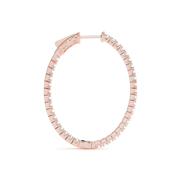 18K Rose Gold Lab Diamond Inside Out Hoop Earrings