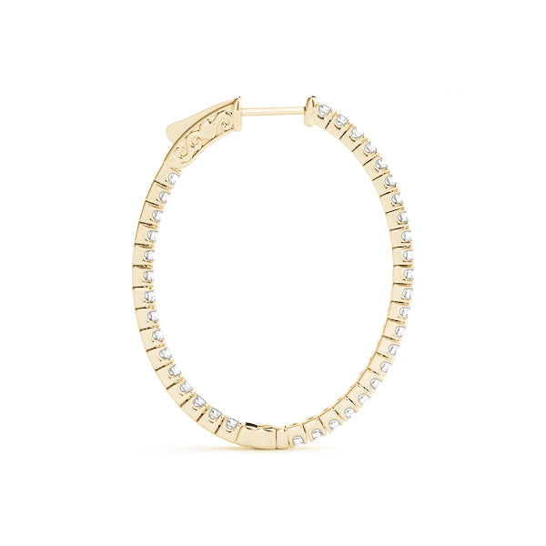 18K Yellow Gold Diamond Inside Out Hoop Earrings