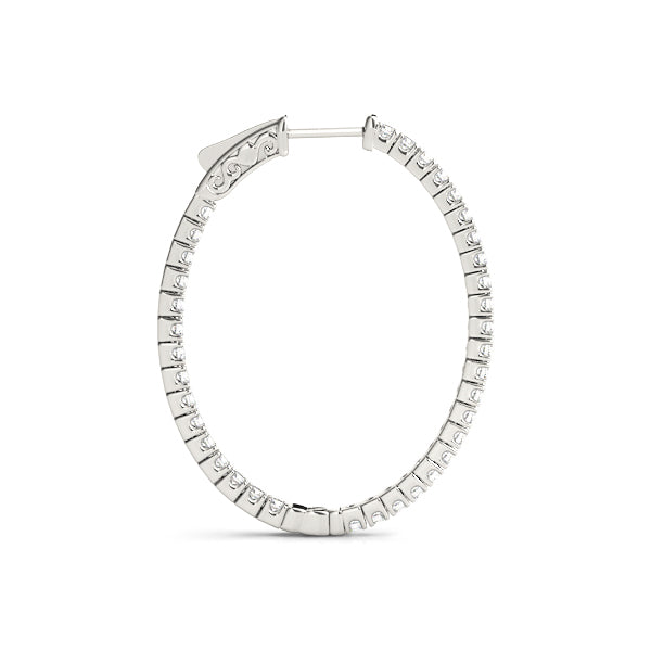 White 14K Gold Lab Diamond Inside Out Hoop Earrings