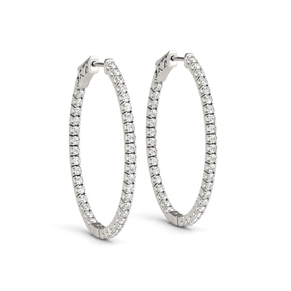 White 14K Gold Lab Diamond Inside Out Hoop Earrings