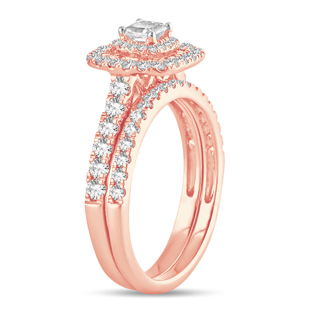 Romantic 14k Rose Gold Lab Diamond Bridal Ring (1CT)