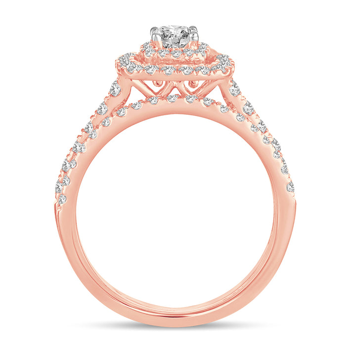 Romantic 14k Rose Gold Lab Diamond Bridal Ring (1CT)