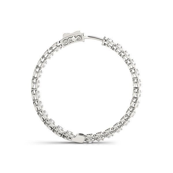 White Gold Lab Diamond Inside Out Hoop Earrings
