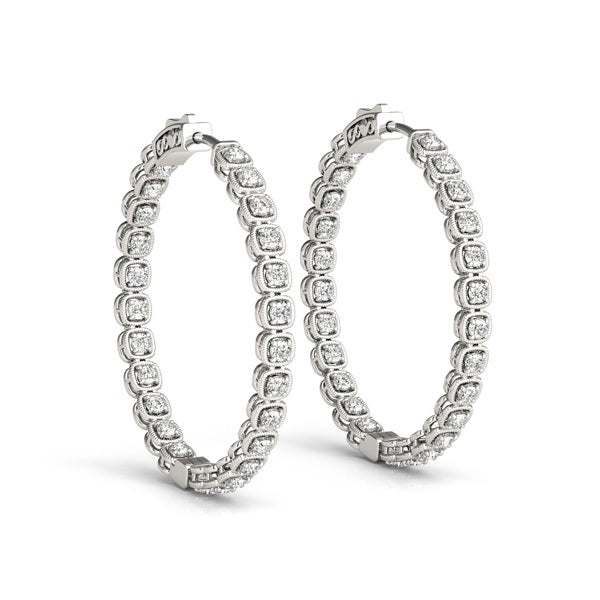 White Gold Lab Diamond Inside Out Hoop Earrings