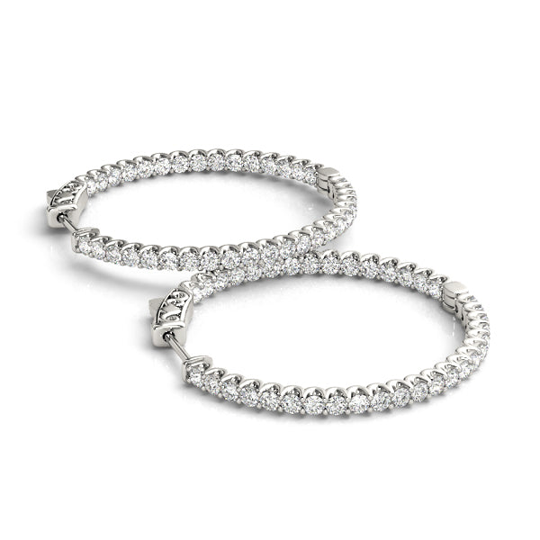 14K White Gold Lab Diamond Inside Out Hoop Earrings