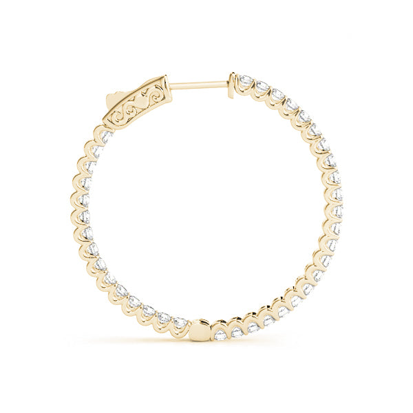 18K Yellow Gold Diamond Inside Out Hoop Earrings