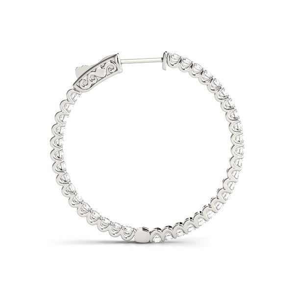 18K White Gold Lab Diamond Inside Out Hoop Earrings
