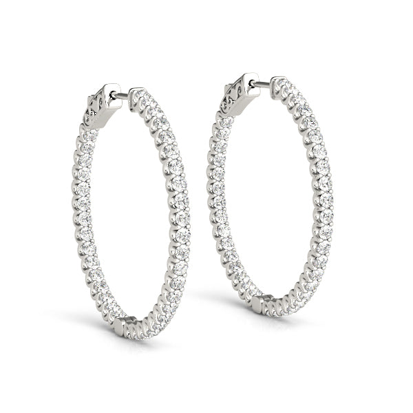 18K White Gold Lab Diamond Inside Out Hoop Earrings