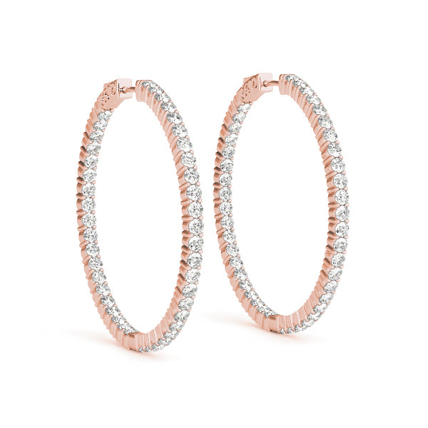 Rose Gold Lab Diamond Inside Out Hoop Earrings