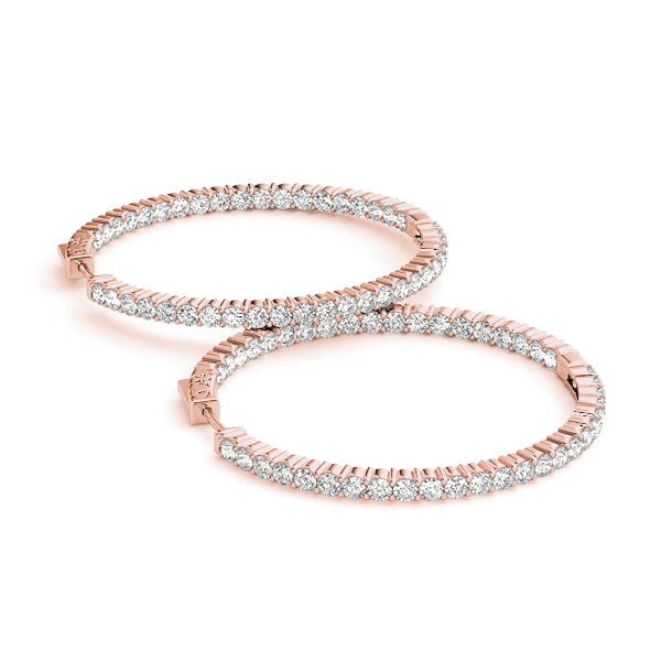 Rose Gold Diamond Inside Out Hoop Earrings 1/2 ctw