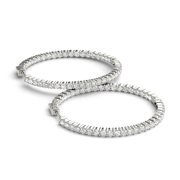 18K White Gold Diamond Inside Out Hoop Earrings