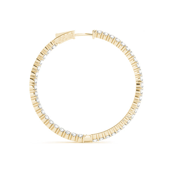 18K Yellow Gold Diamond Inside Out Hoop Earrings