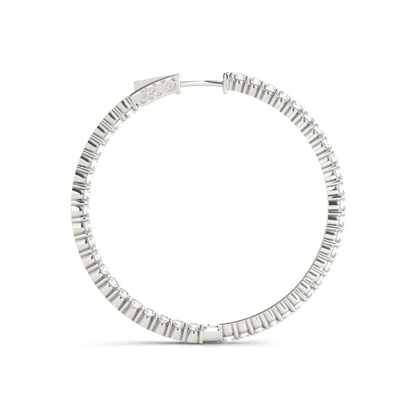 18K White Gold Diamond Inside Out Hoop Earrings