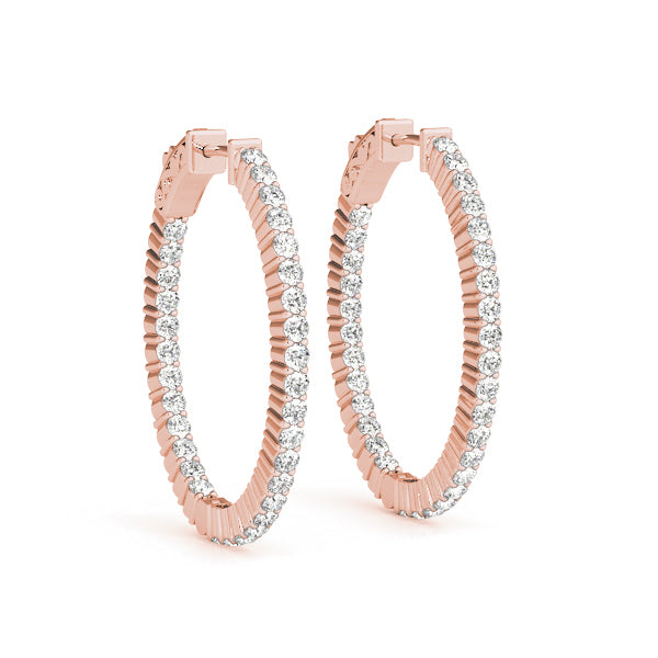 18K Rose Gold Lab Diamond Inside Out Hoop Earrings