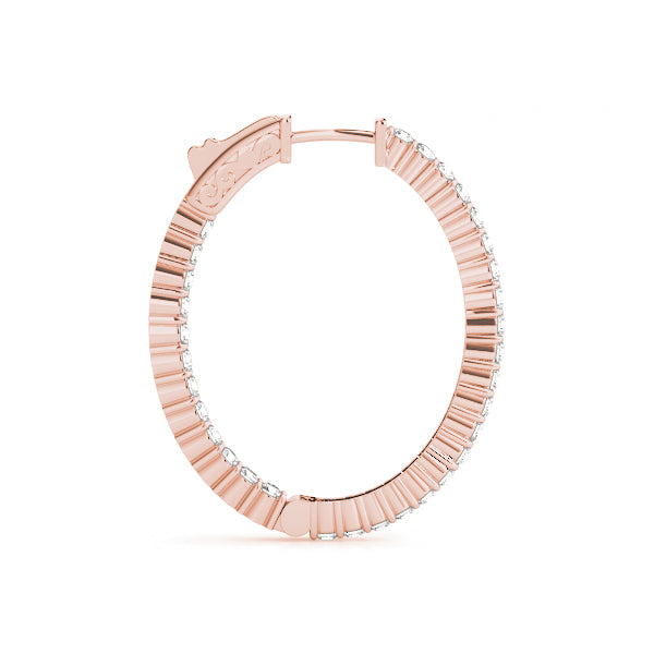14K Rose Gold Lab Diamond Inside Out Hoop Earrings