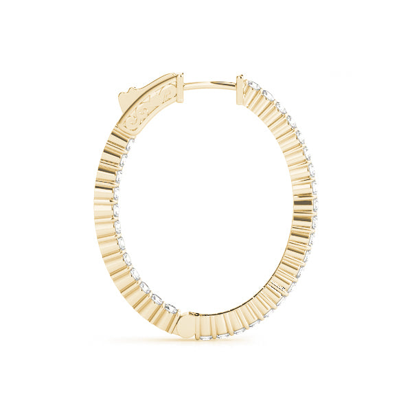 14K Yellow Gold Diamond Inside Out Hoop Earrings