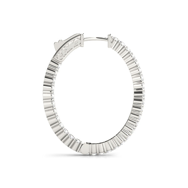 White 14K Gold Diamond Inside Out Hoop Earrings