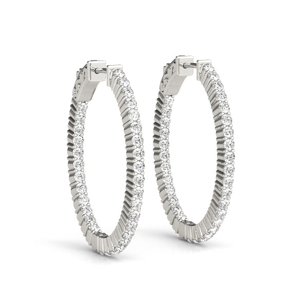 Diamond Inside Out 14K Gold Hoop Earrings