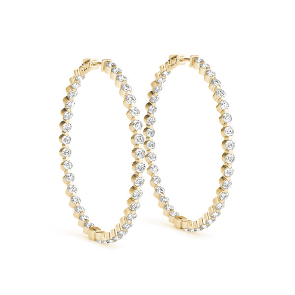 14K Yellow Gold Lab Diamond Inside Out Hoop Earrings