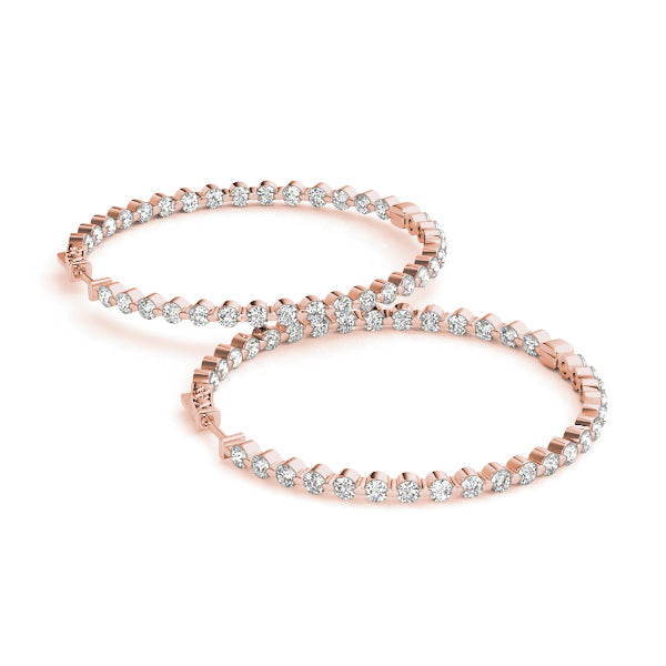 14K Rose Gold Lab Diamond Inside Out Hoop Earrings