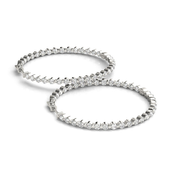 14K White Gold Lab Diamond Inside Out Hoop Earrings