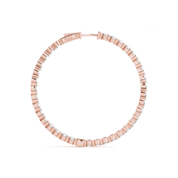 Rose Gold Diamond Inside Out Hoop Earrings 1/2 CT