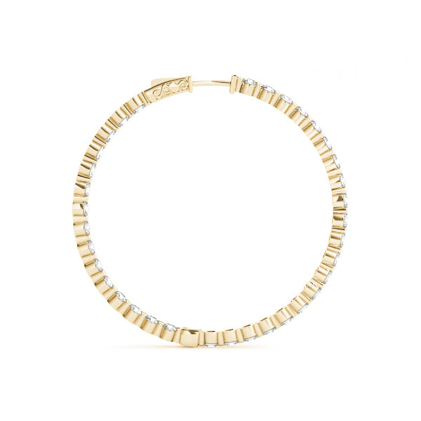 18K Yellow Gold Diamond Inside Out Hoop Earrings