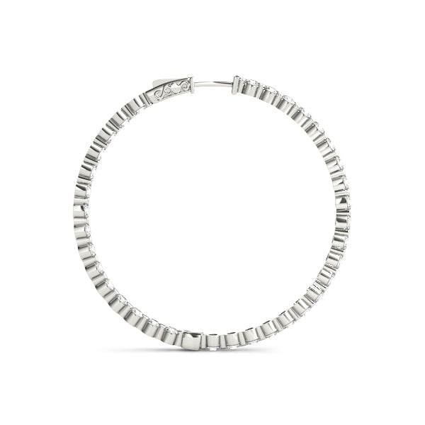 White Gold Lab Diamond Inside Out 1"" Hoop Earrings