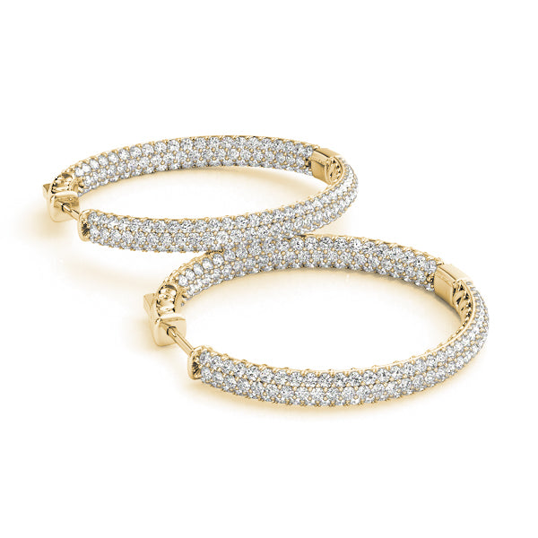 18K Yellow Gold Lab Diamond Pave Hoop Earrings