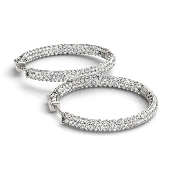 Diamond Pave 14K Gold Inside Out Hoop Earrings