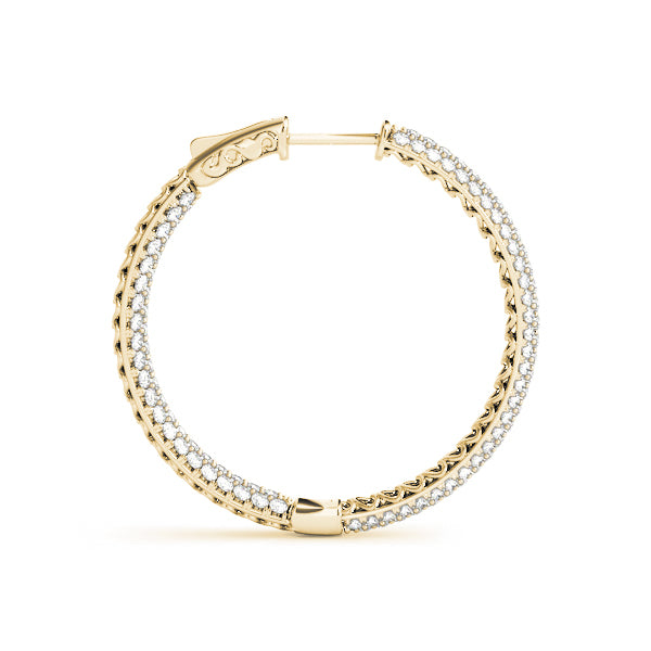 14K Yellow Gold Diamond Pave Hoop Earrings