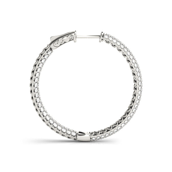 White 14K Gold PavÃ© Diamond Hoop Earrings