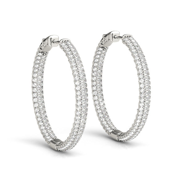 White 14K Gold PavÃ© Diamond Hoop Earrings
