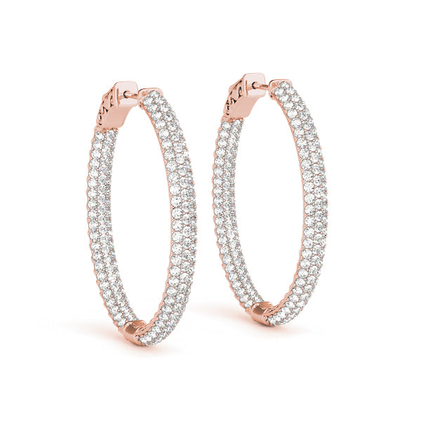 14K Rose Gold Lab Diamond Pave Oval Hoops