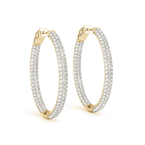 14K Yellow Gold Lab Diamond Oval Hoop Earrings