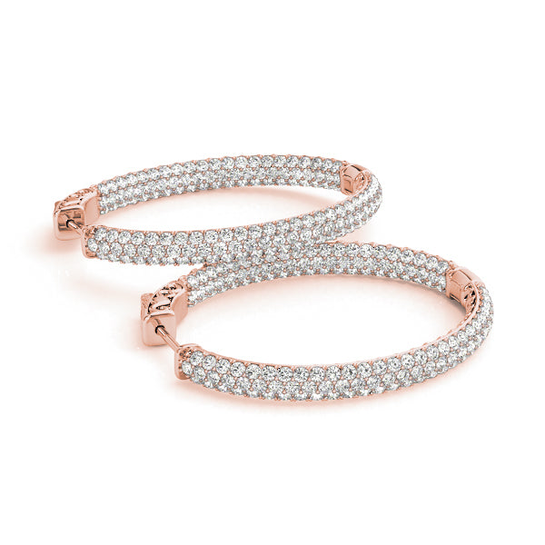 Rose Gold Lab Diamond 3-Row Oval Hoop Earrings