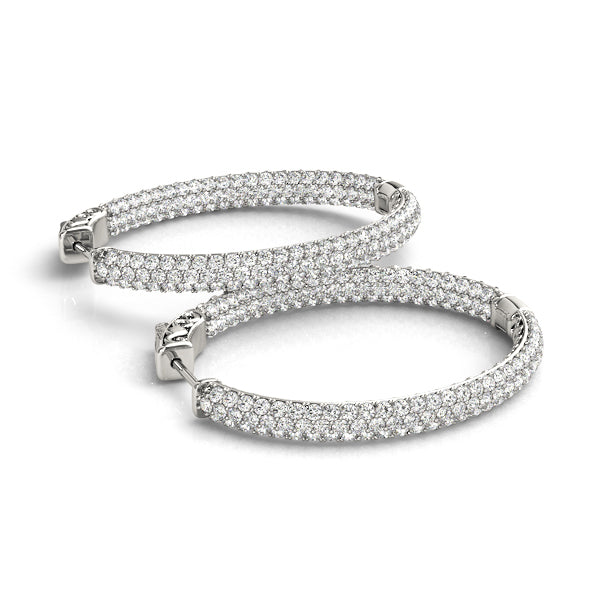 14K White Gold Lab Diamond Oval Hoop Earrings