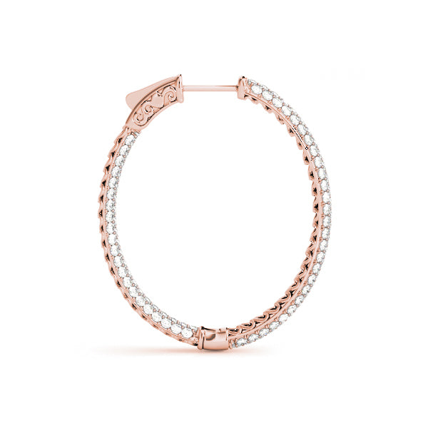 Rose Gold Lab Diamond 3-Row Oval Hoop Earrings